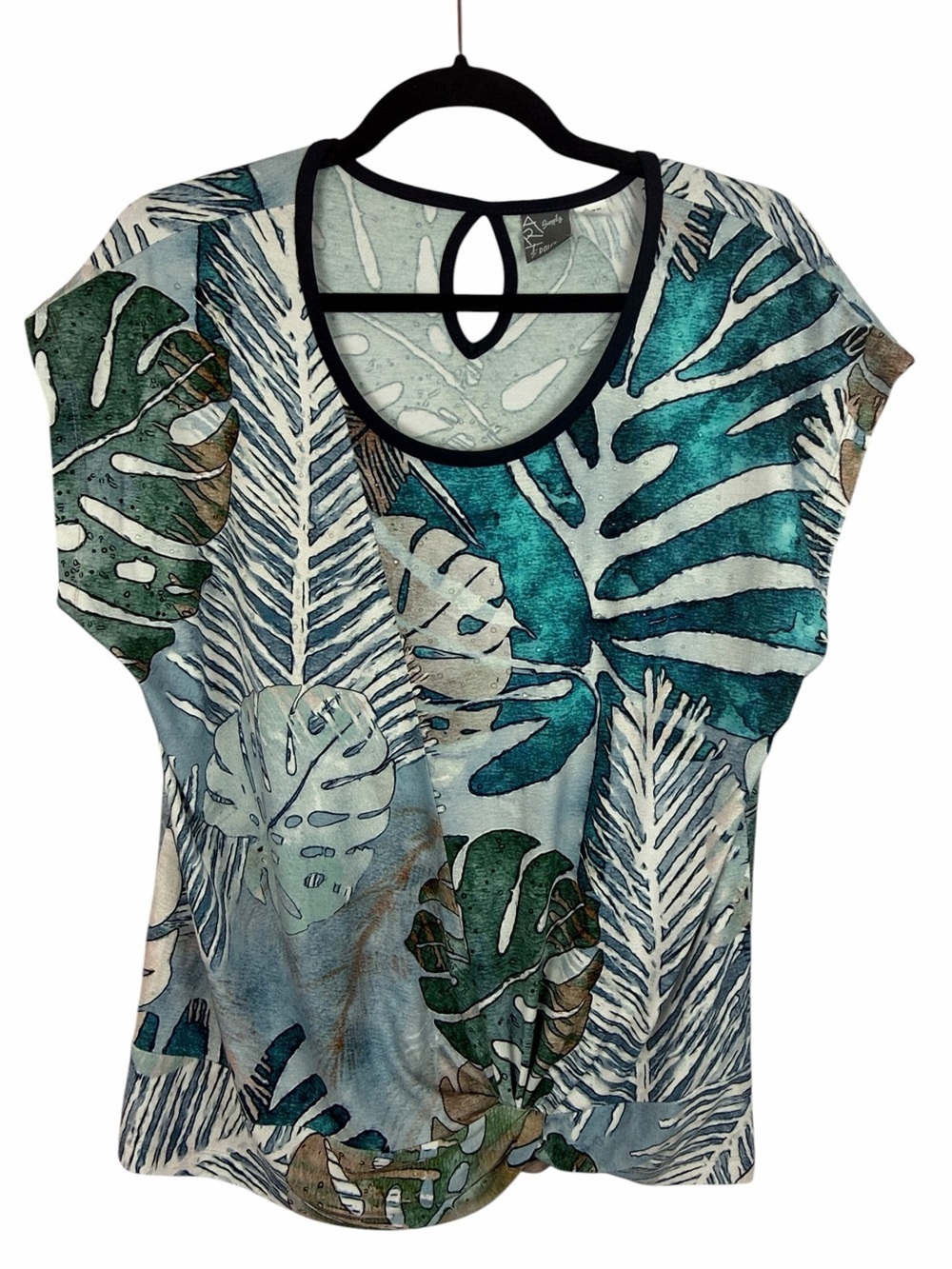 Dolcezza Simply Art Tropical Leaf Print Top Size Medium Abstract Botanical Blous